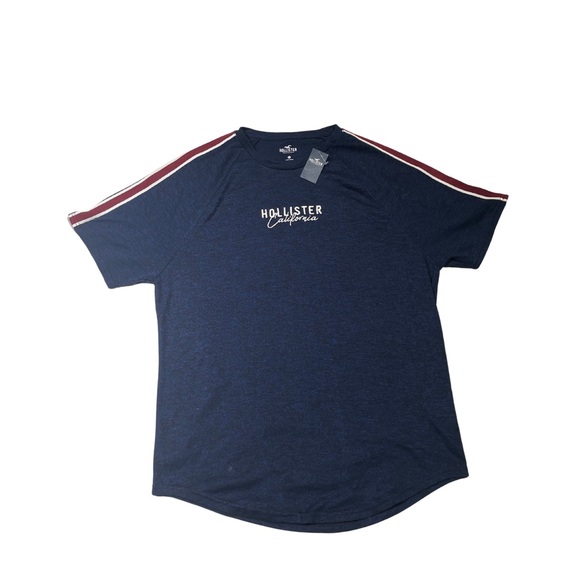 Hollister Men's Dark Blue Tee with Red Accents - Picture 1 of 7